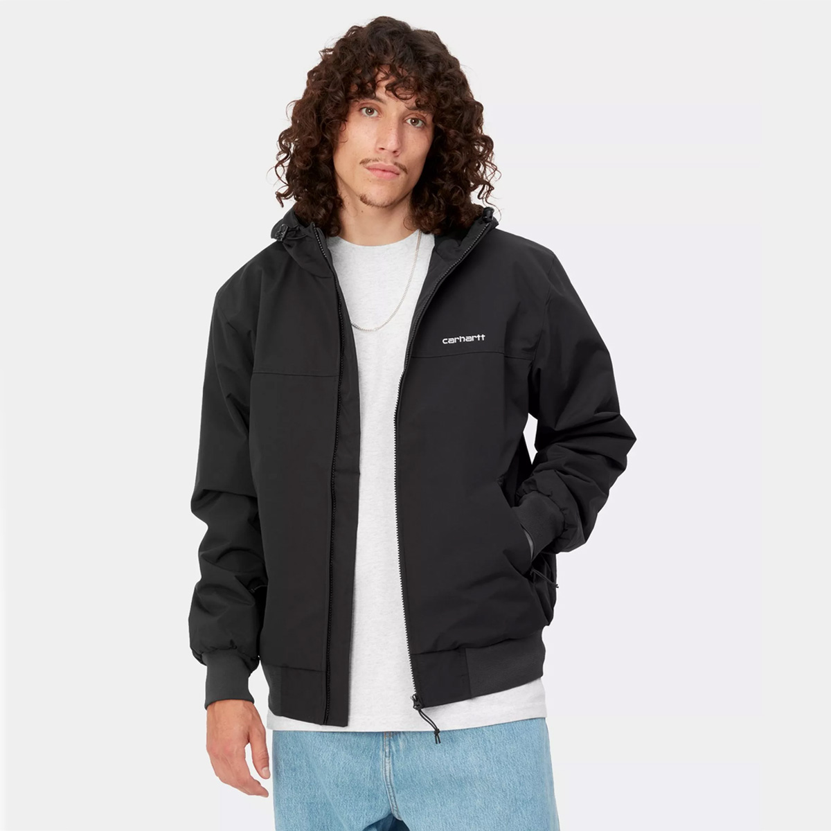 Carhartt WIP Hooded Sail Jacket Black/White | Skatestore