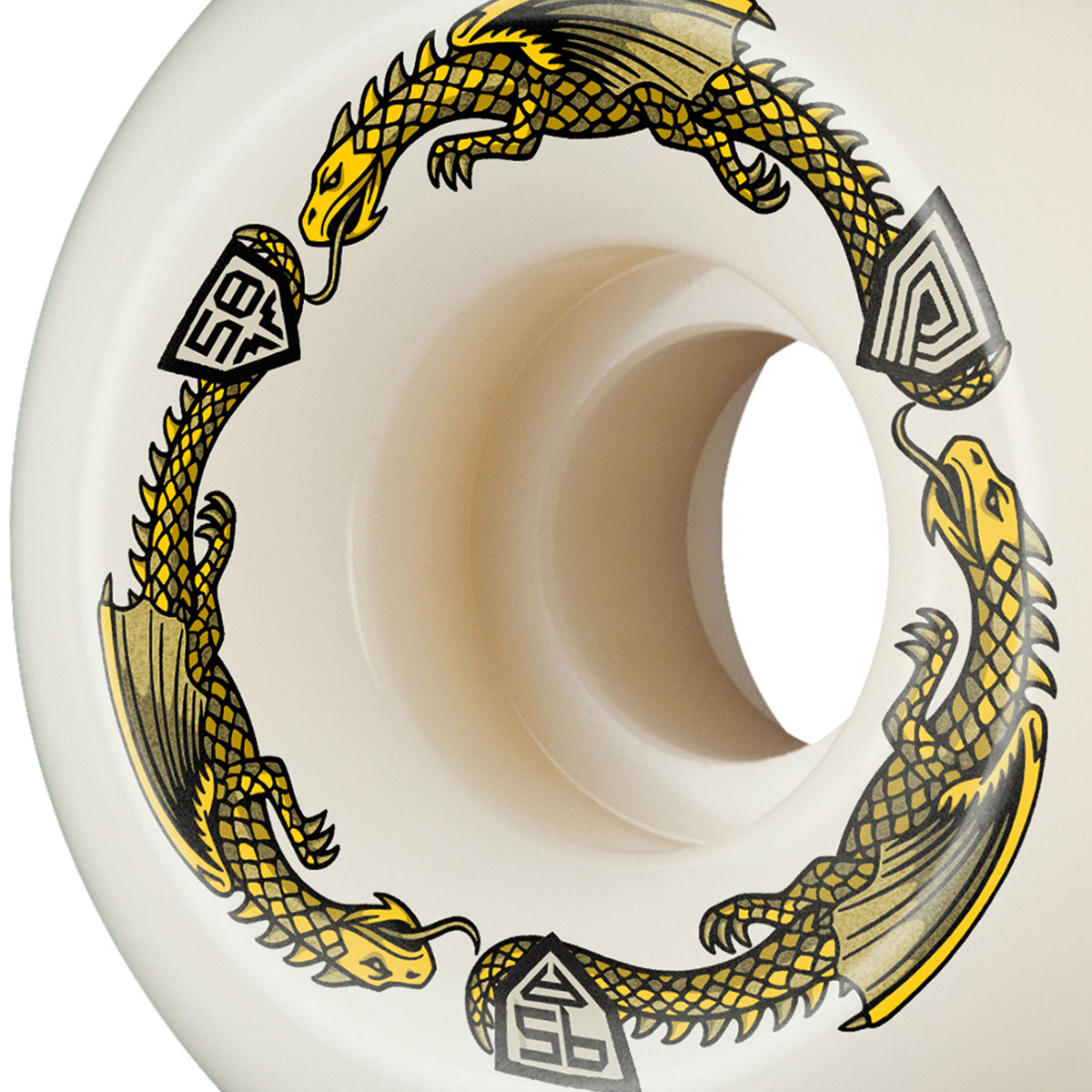 Powell Peralta Dragon Formula Rat Bones 2 Shape Wheels White/Yellow  95A 58mm x 33mm