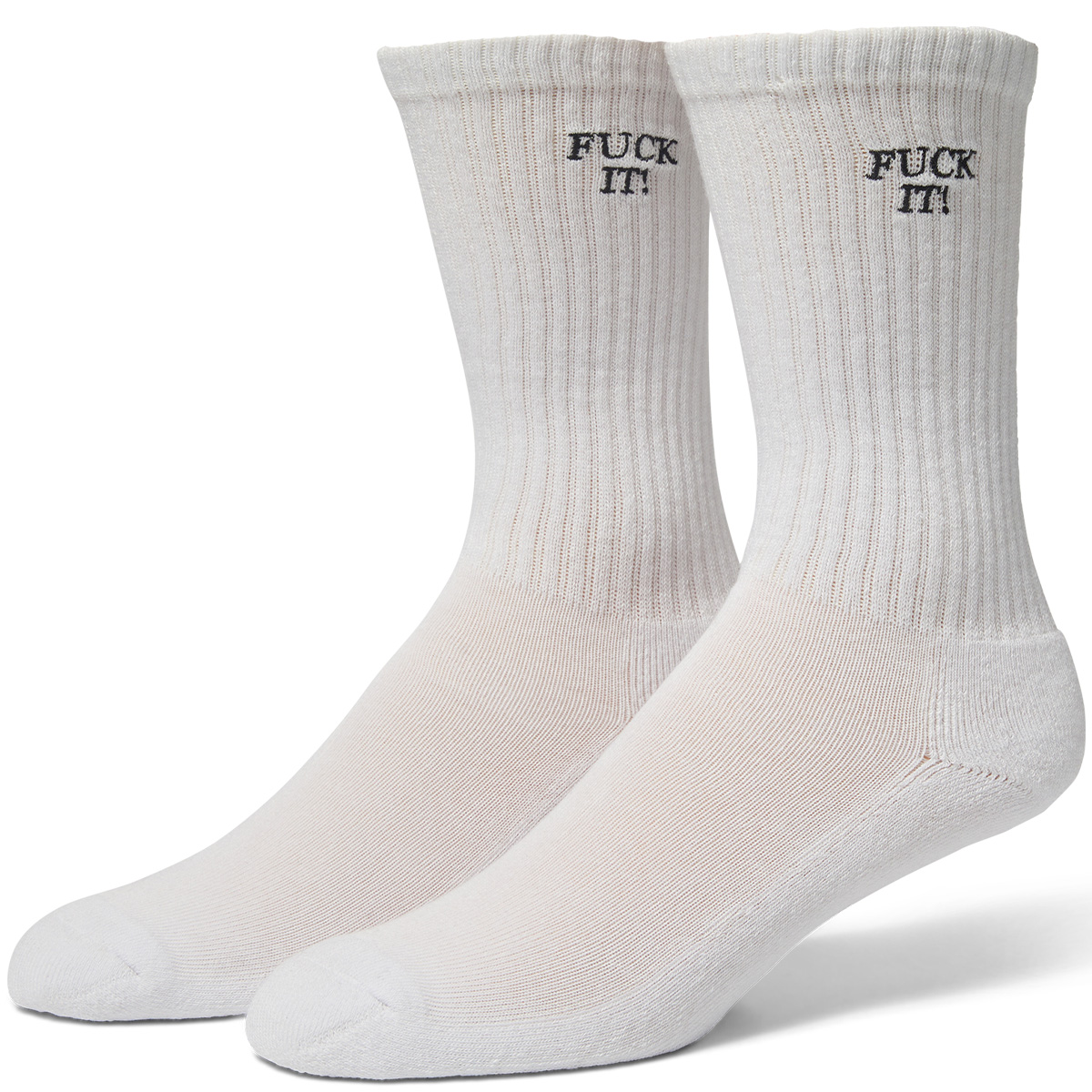HUF Fuck It Embroidered Socks White