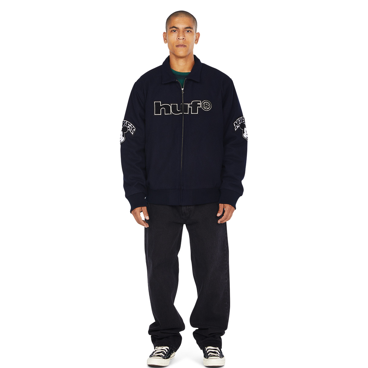 HUF x Mickey Worldwide Tour Varsity Jacket Navy
