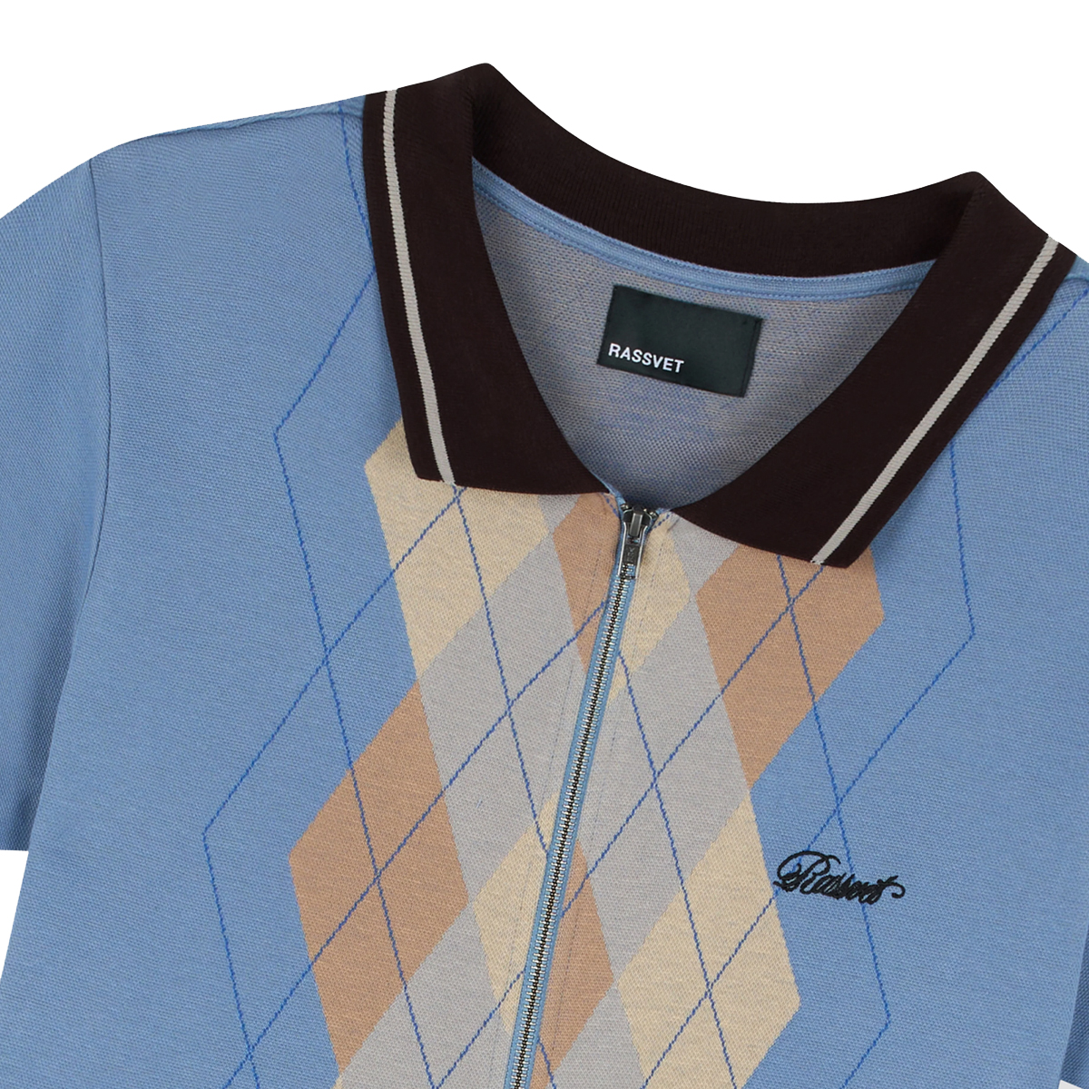 Rassvet Argyle Zip Polo Knit Blue