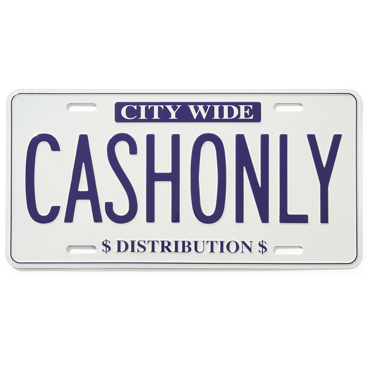 Cash Only License Plate White