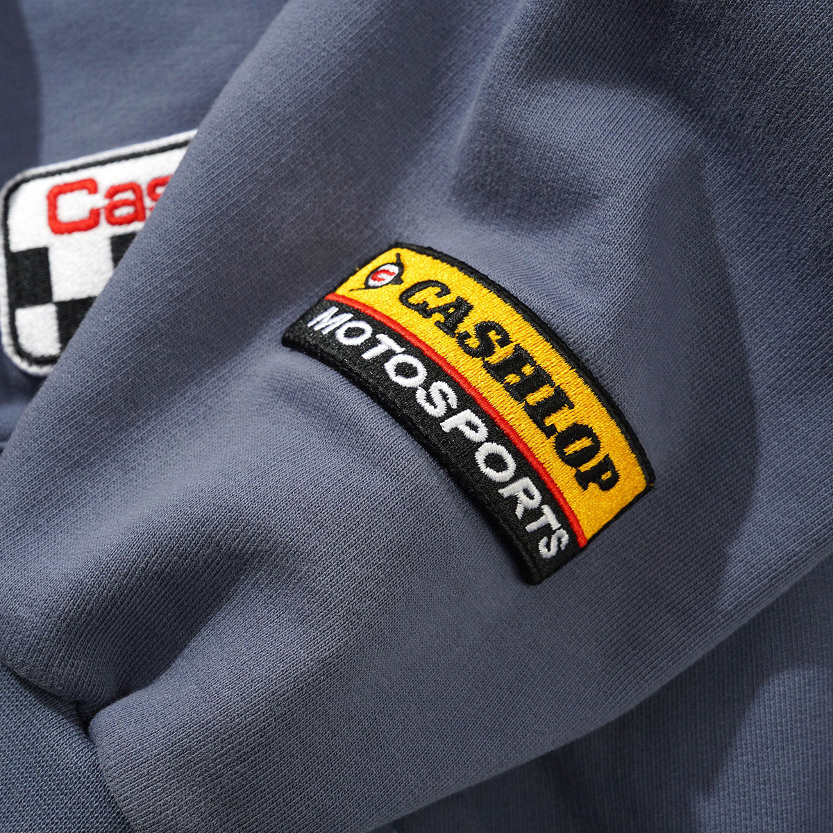 Cash Only Service Zip-Thru Hooded Sweater Washed Navy