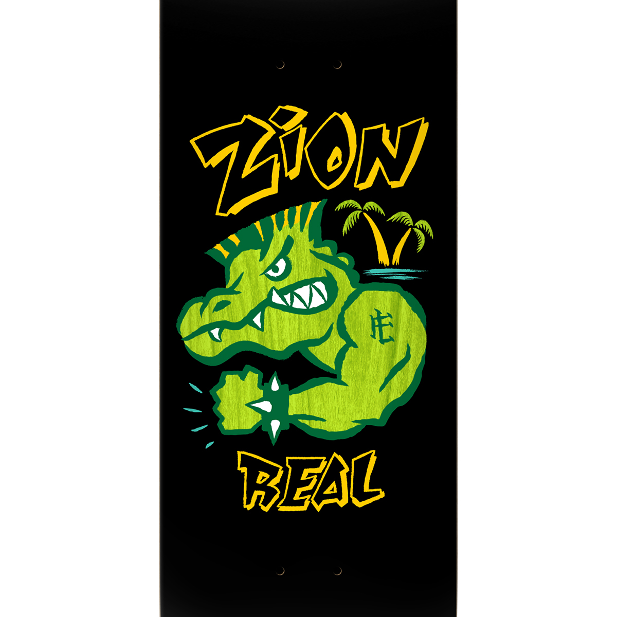 Real Zion Bad Gator Skateboard Deck Black Heavy Weight 8.5