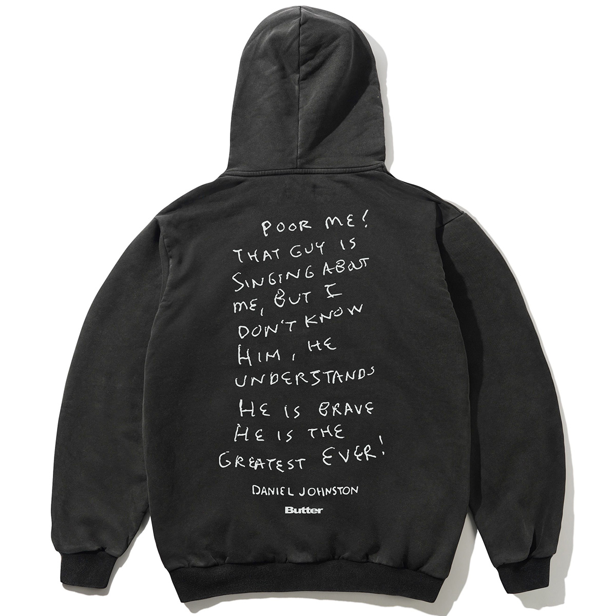 Butter Goods x Daniel Johnston Enemy Hooded Sweater Distressed Washed Black