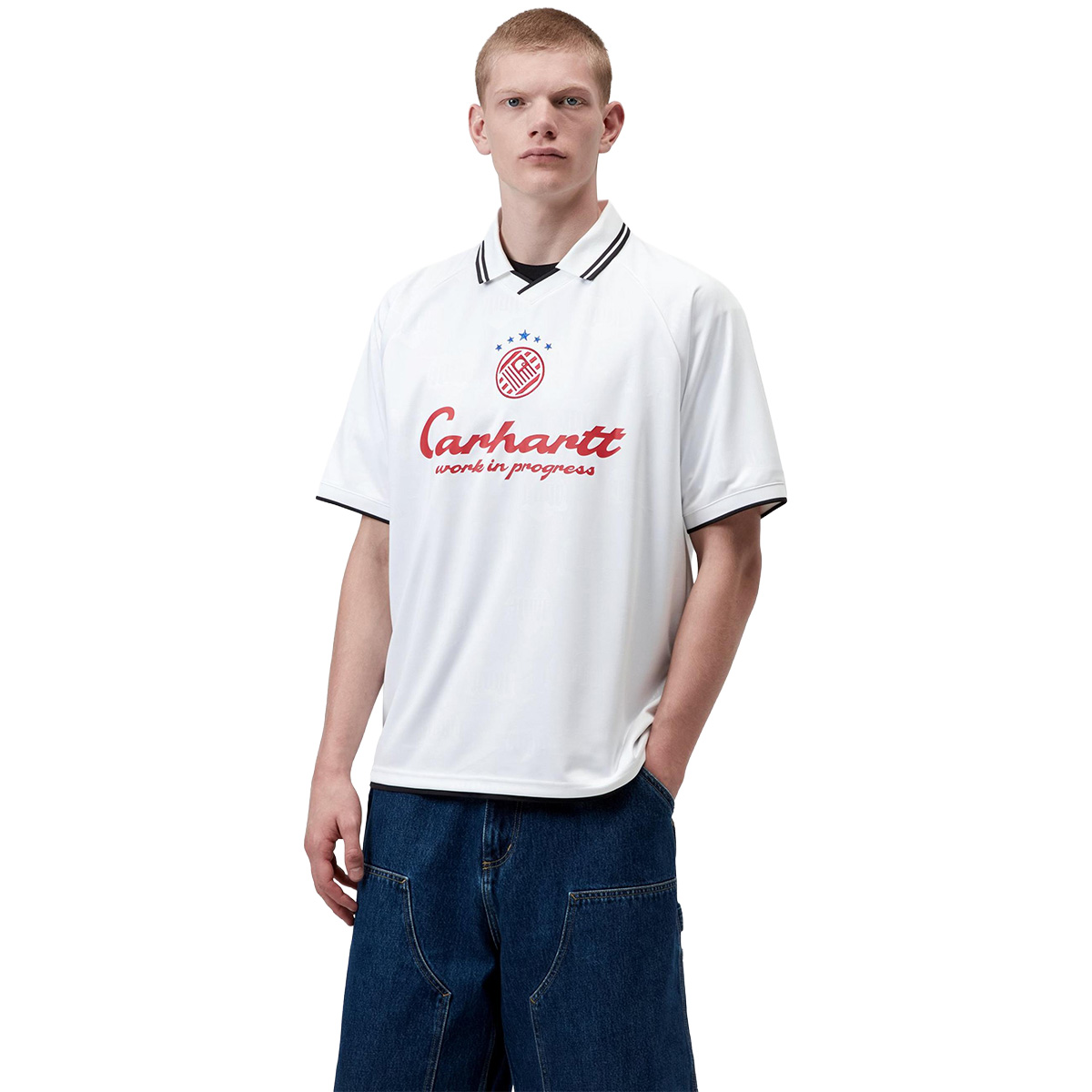 Carhartt WIP Terrace Football T-Shirt Heart Train Jacquard White 