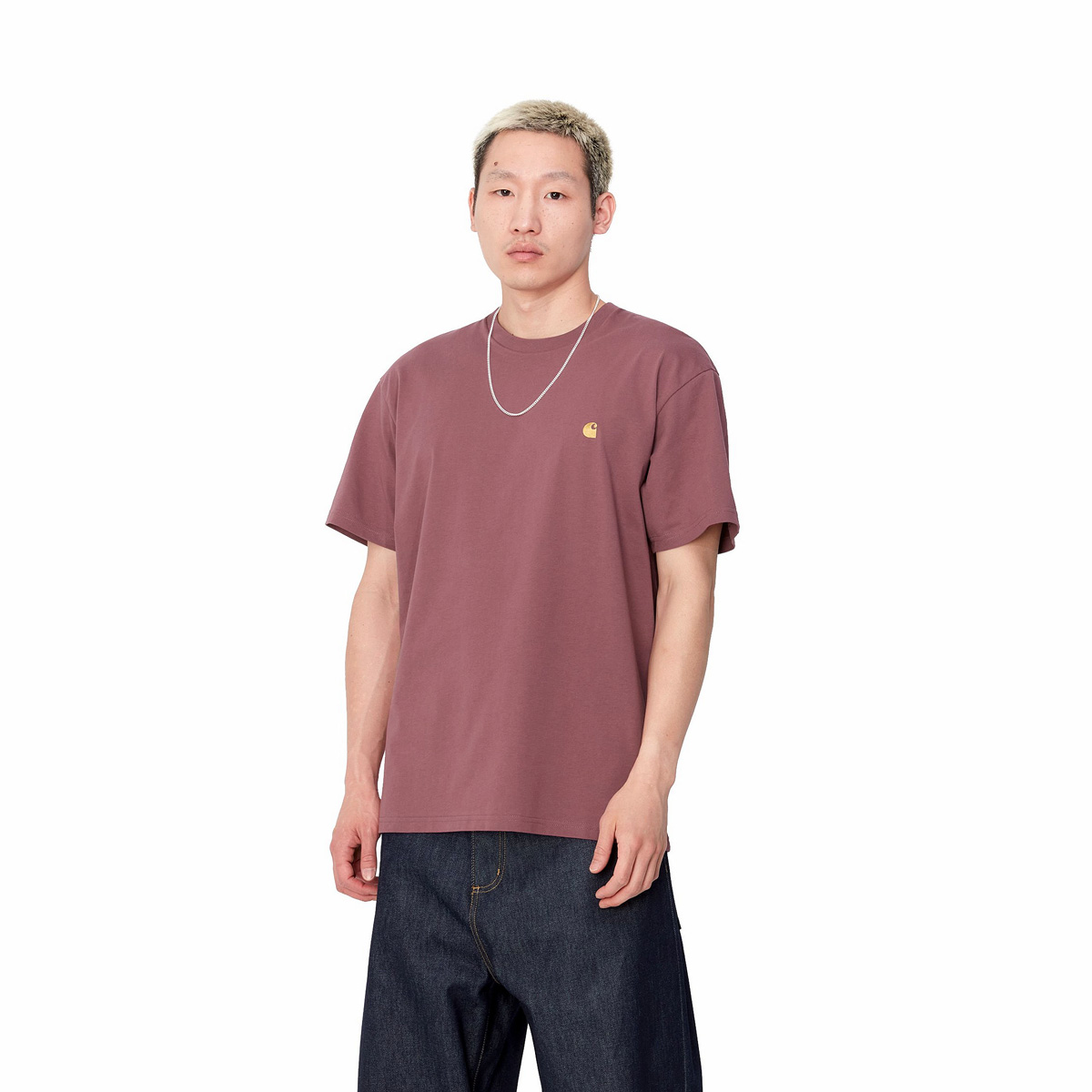 Carhartt WIP Chase T-Shirt Dusty Fuchsia/Gold
