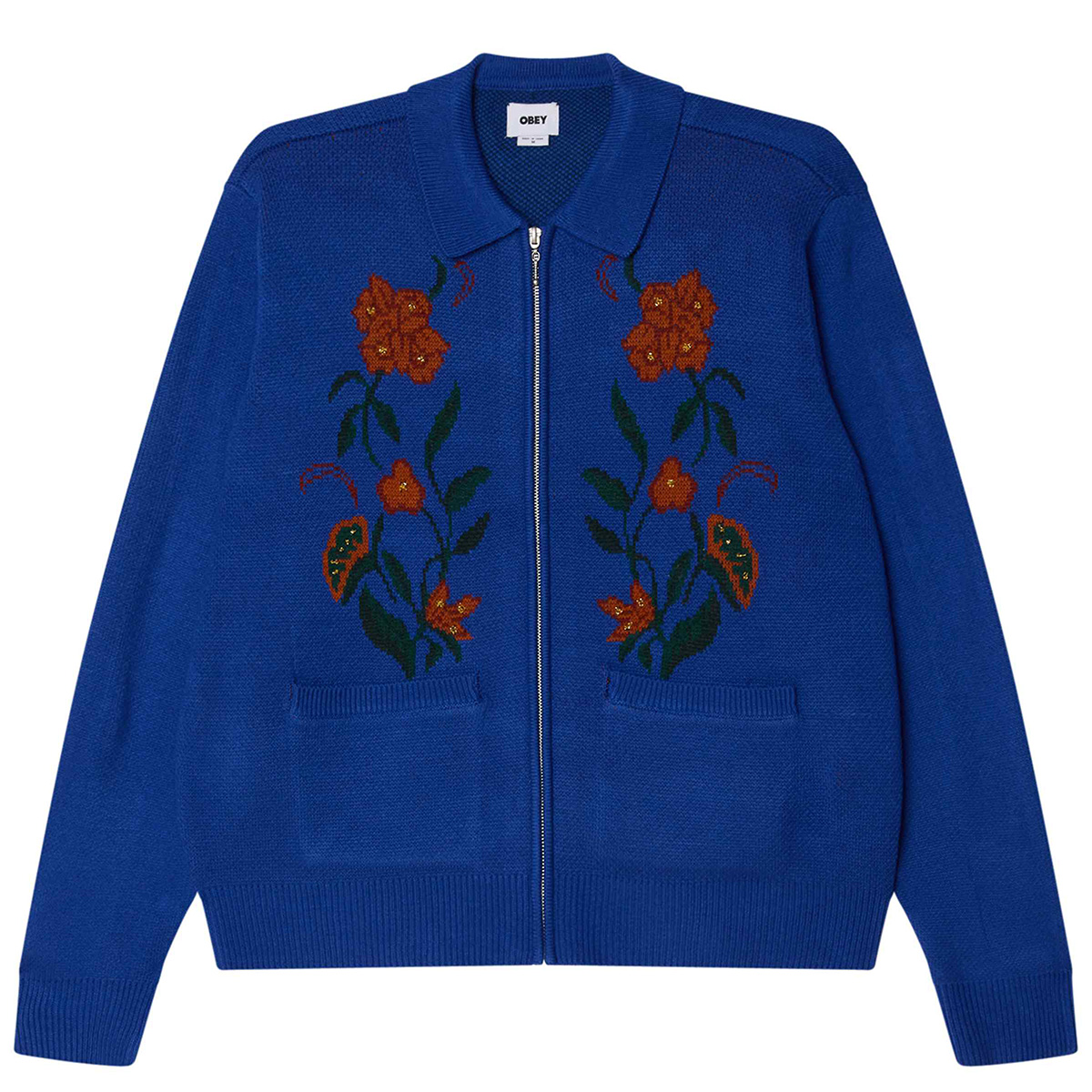 Obey Floral Zip Cardigan Surf Blue Obey Floral Zip Cardigan Surf Blue