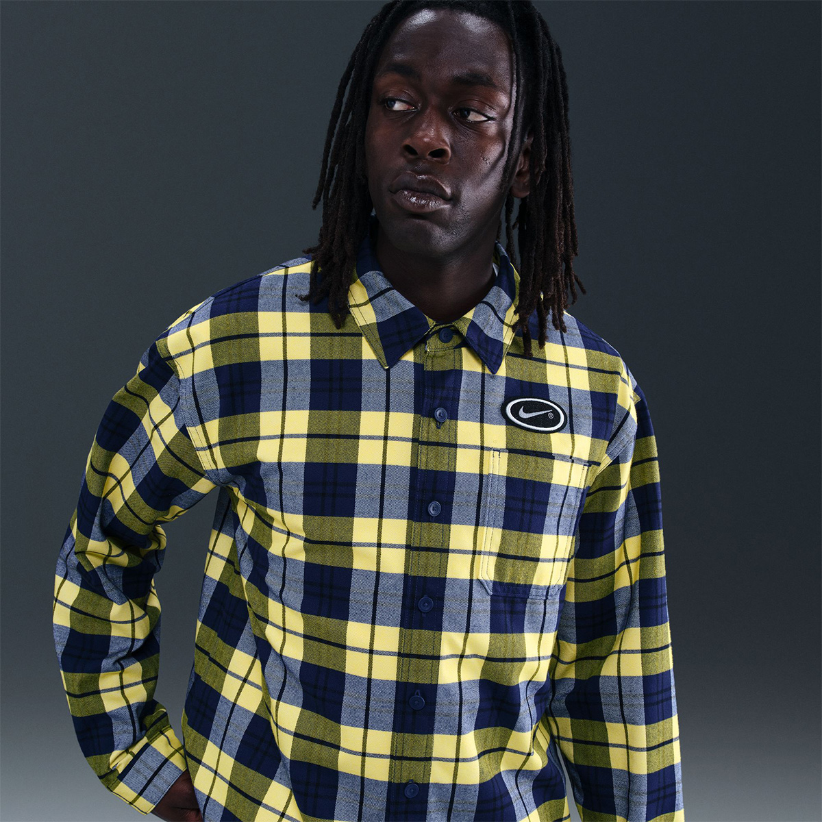 Nike SB Flannel Longsleeve Shirt Koston Midnight Navy/Speed Yellow