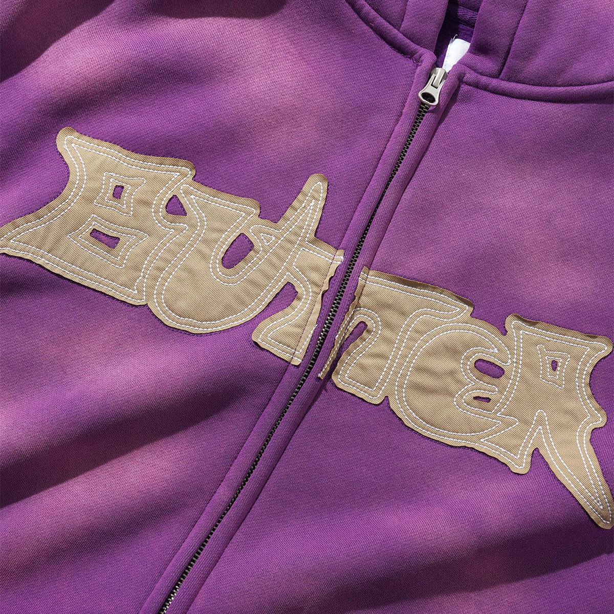 Butter Goods Encounter Zip-Thru Hooded Sweater Washed Purple