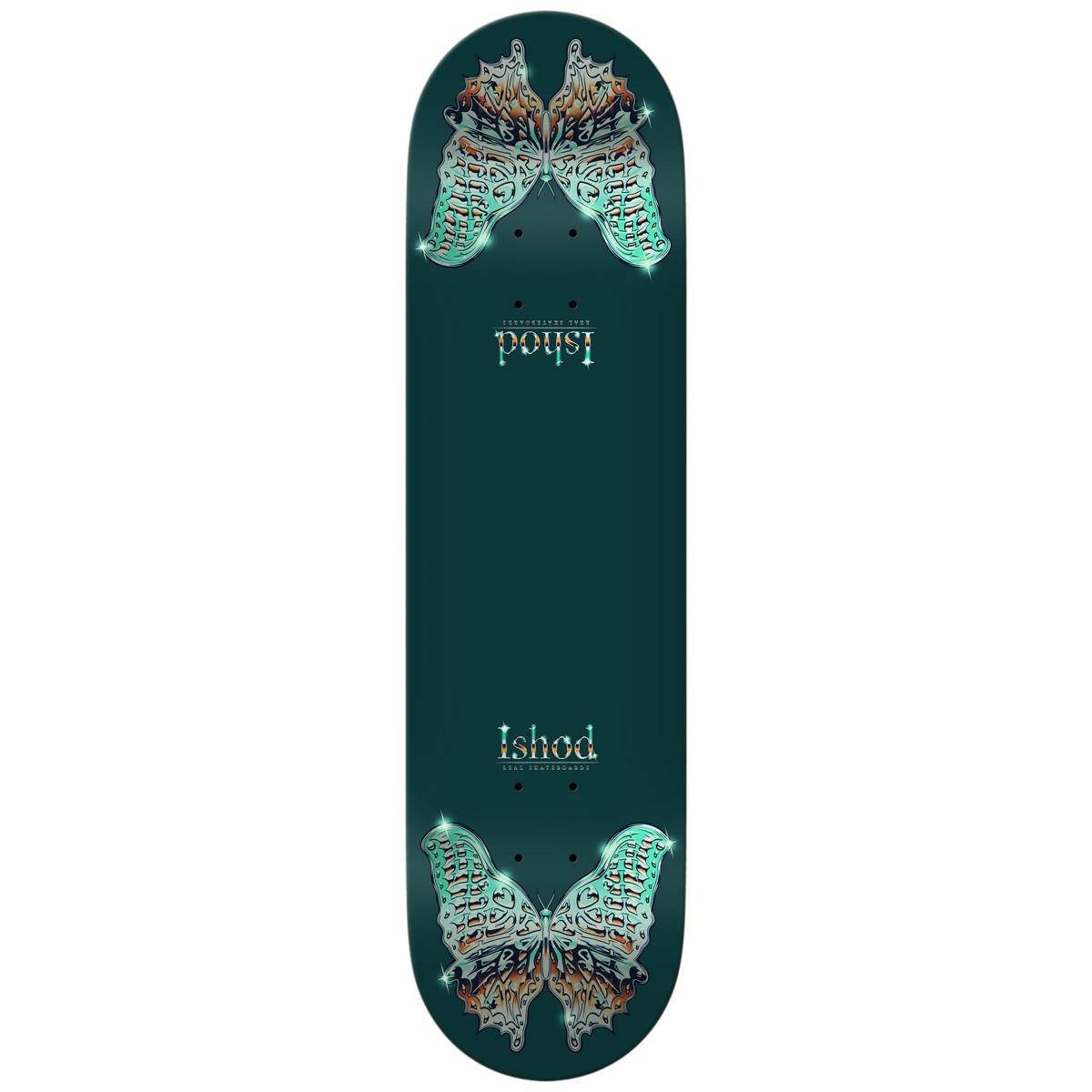 Real Ishod Mariposa Chrome Redux Twin Tail Skateboard Deck Green 8.5