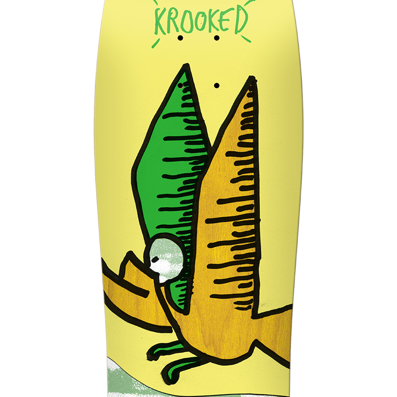 Krooked Barbee Flight Skateboard Deck Yellow 9.5 Krooked Barbee Flight Skateboard Deck Yellow 9.5