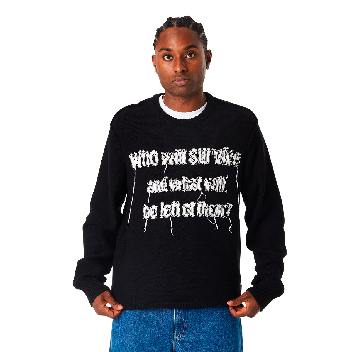 HUF x Chainsaw Survive Cable Knit Sweater Black