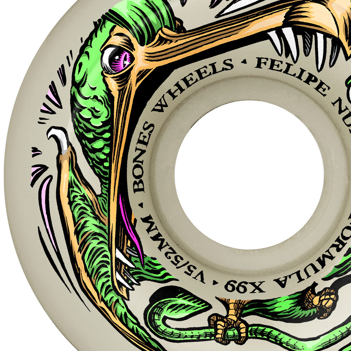 Bones X Formula Nunes Dino-Sortas V5 Sidecut Wheels 99A 52mm Bones X Formula Nunes Dino-Sortas V5 Sidecut Wheels 99A 52mm