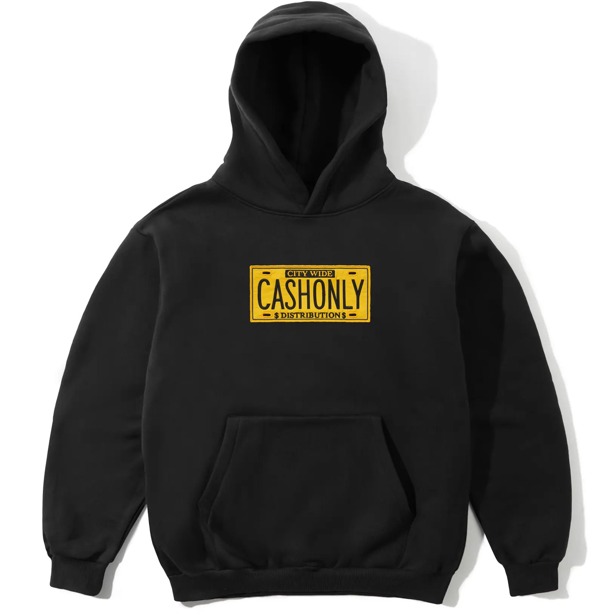 Cash Only License Plate Hooded Sweater Black