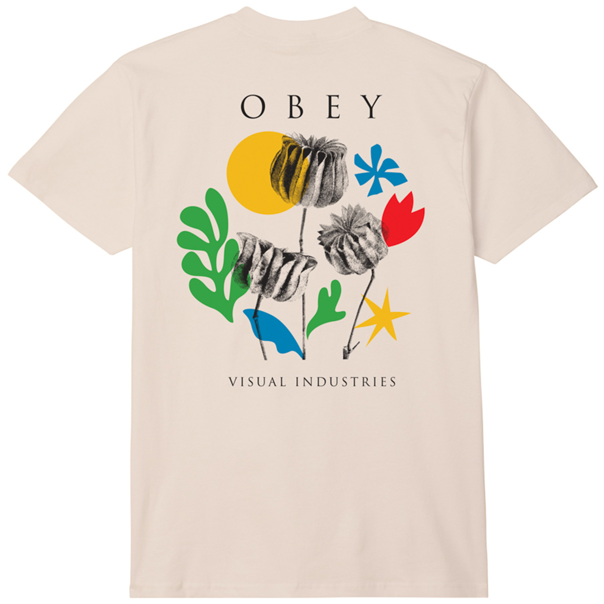 Obey Flowers Papers Scissors T-Shirt Cream Obey Flowers Papers Scissors T-Shirt Cream
