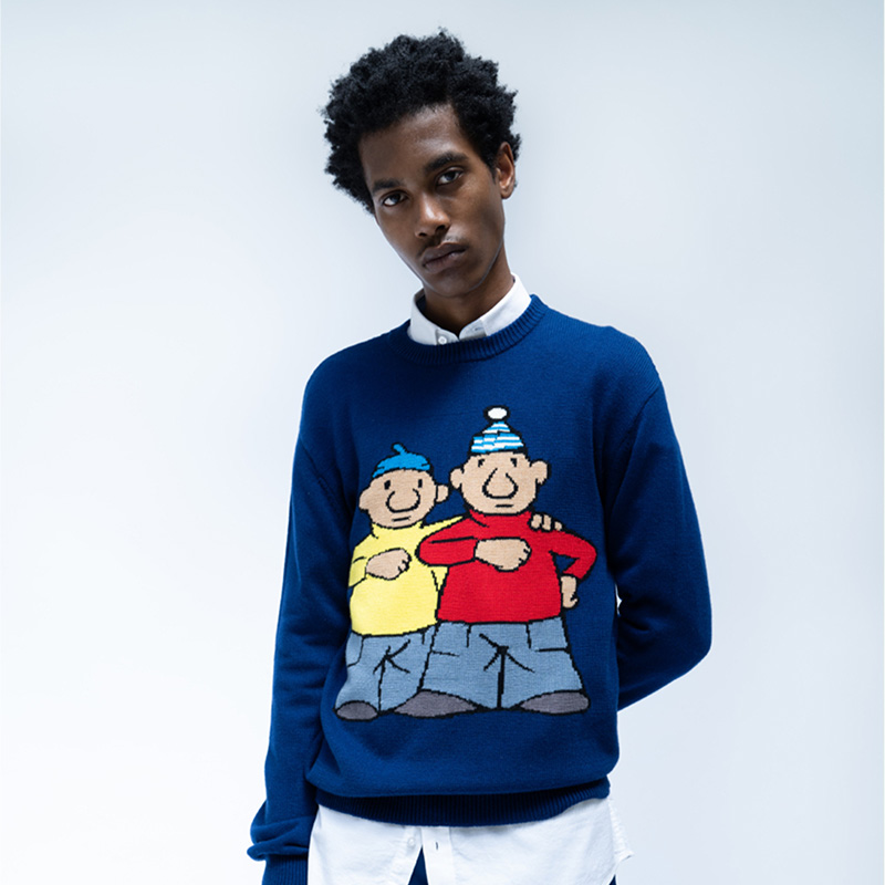 Loose x Pat & Mat Intarsia Knitted Sweater Navy Blue Loose x Pat & Mat Intarsia Knitted Sweater Navy Blue