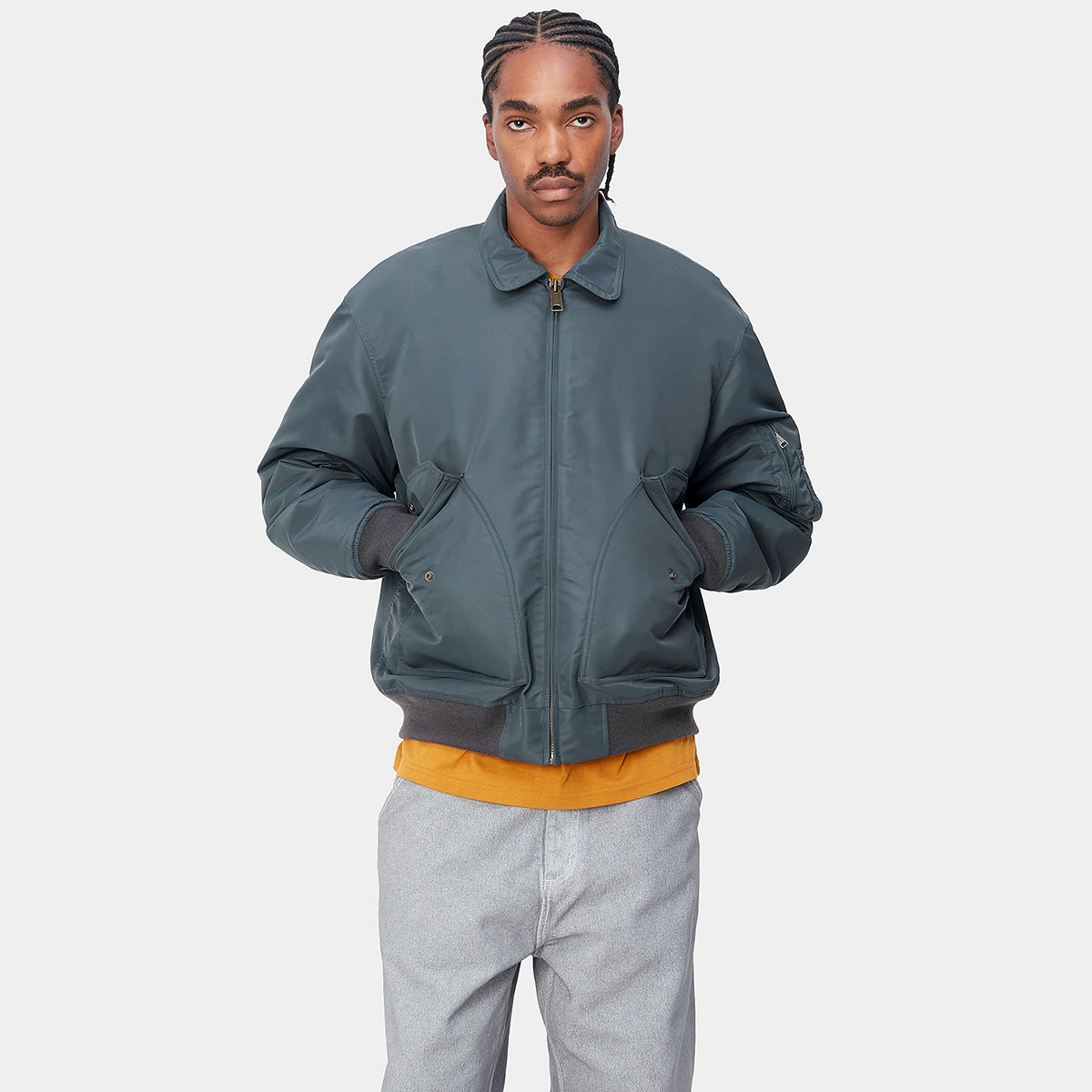 Carhartt WIP Olten Bomber Jacket Ore/Smoke Green Carhartt WIP Olten Bomber Jacket Ore/Smoke Green