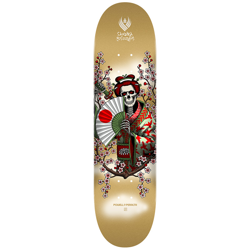 Powell Peralta Sakura Yosozumi Samurai Flight Skateboard Deck Gold Shape 243 8.25 Powell Peralta Sakura Yosozumi Samurai Flight Skateboard Deck Gold Shape 243 8.25