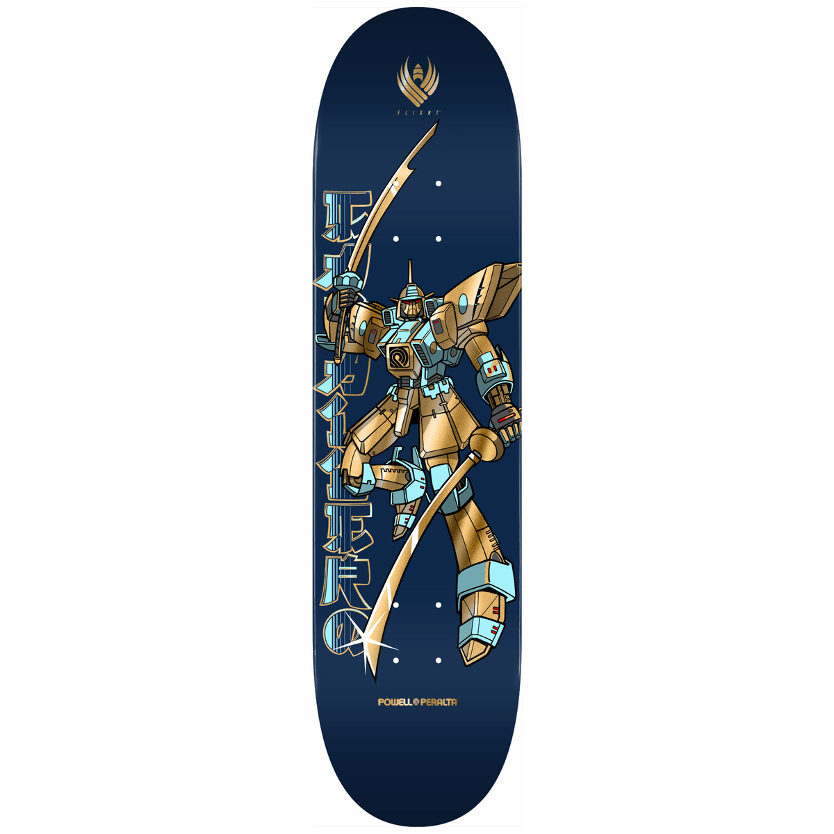 Powell Peralta FLIGHT Steve Caballero Gundam Skateboard Deck Blue/Gold Foil 8.5
