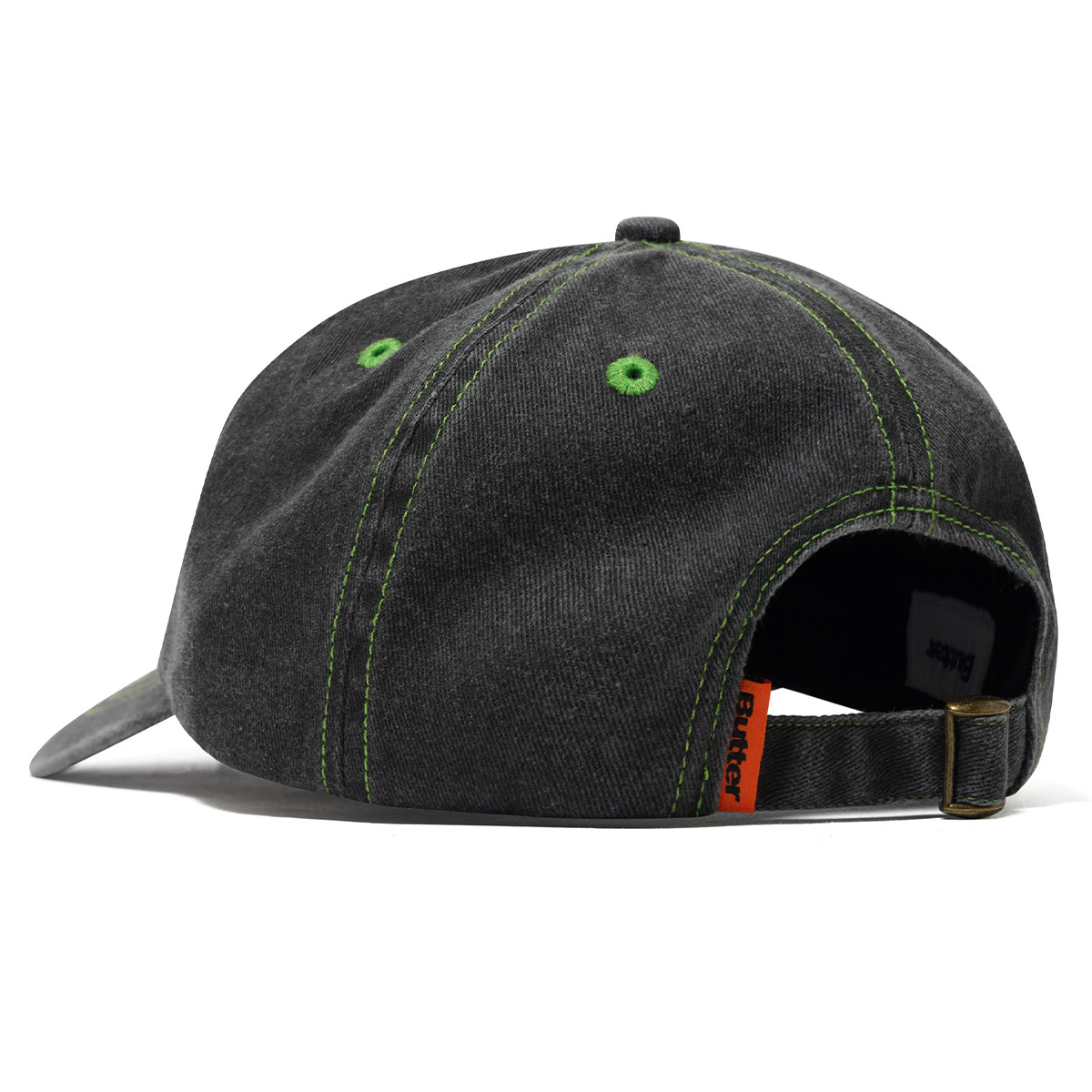 Butter Goods Rounded Logo 6 Panel Cap Washed Black/Green Butter Goods Rounded Logo 6 Panel Cap Washed Black/Green