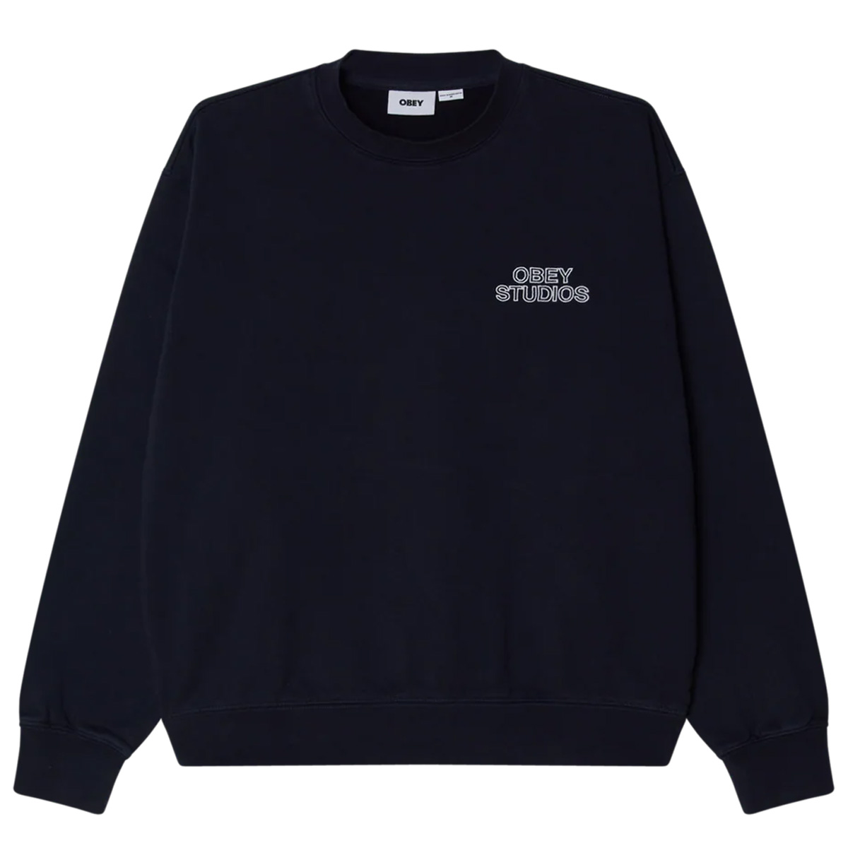 Obey Studios Faded Sweater Dark Navy Faded Wash Obey Studios Faded Sweater Dark Navy Faded Wash