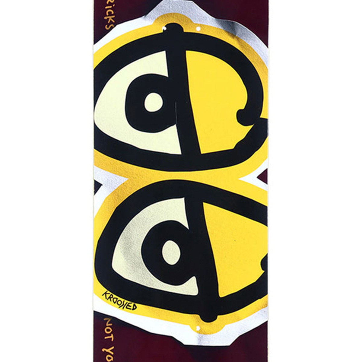 Krooked DBX Eyes Skateboard Deck Wine/Yellow 8.5