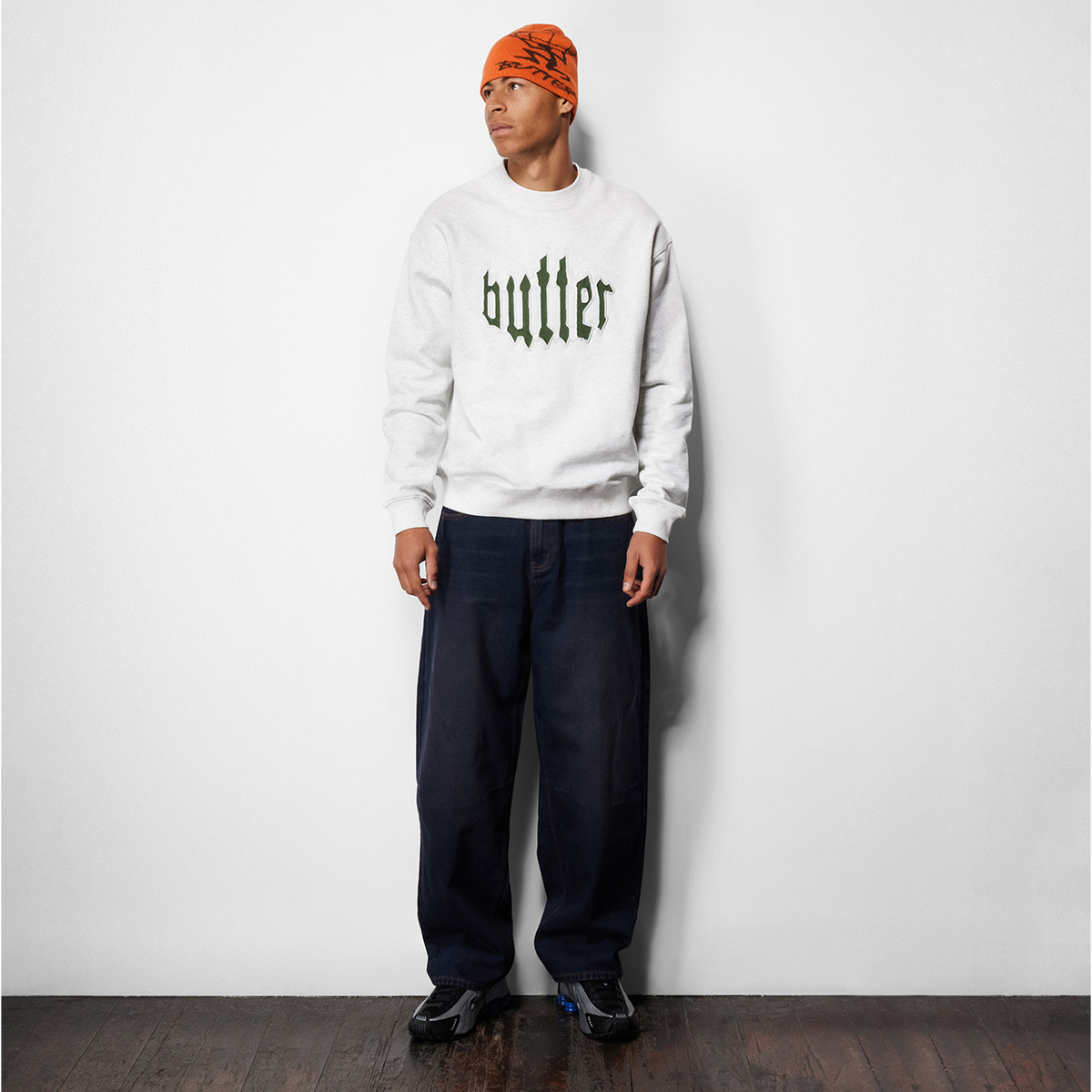 Butter Goods Cut Out Applique Crewneck Sweater  Ash