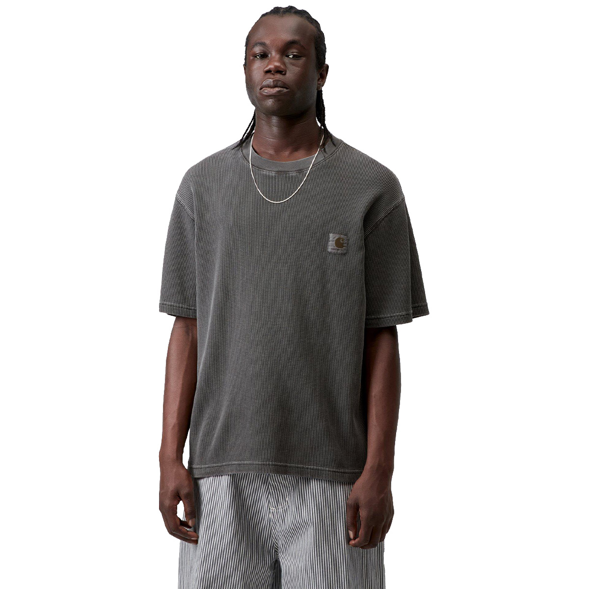 Carhartt WIP Nelson Waffle T-Shirt Black Garment Dyed