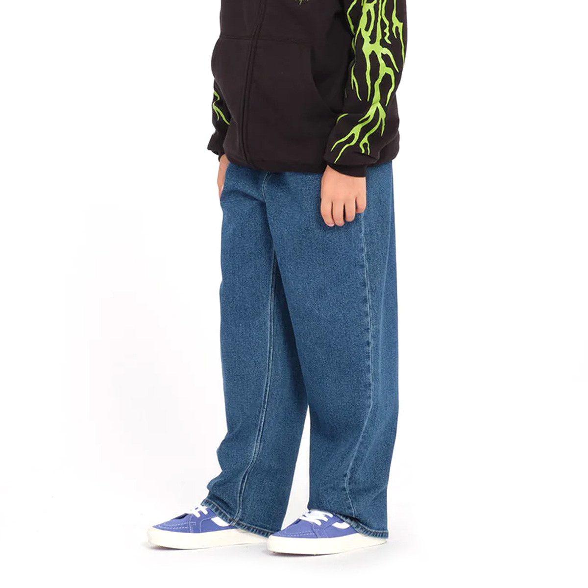Volcom Kids Freazy Loose Denim Pants Washed Blue