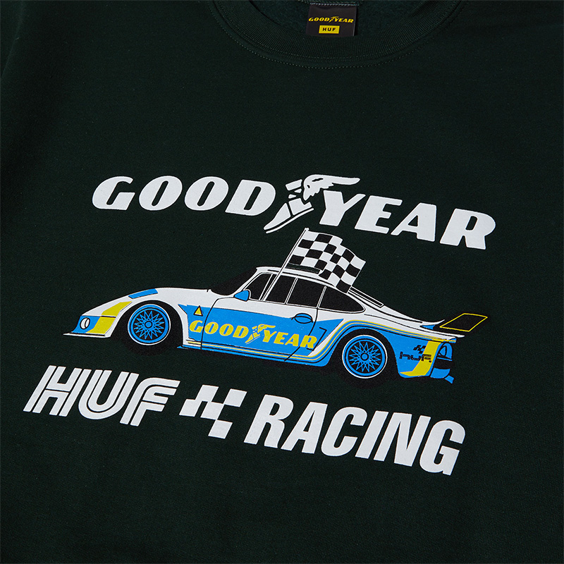 HUF X Goodyear Checkered Flag Crewneck Sweater Hunter Green HUF X Goodyear Checkered Flag Crewneck Sweater Hunter Green