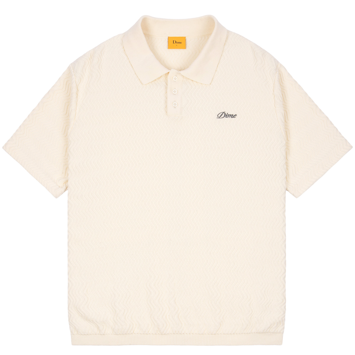 Dime Wave Cable Knit Polo Cream