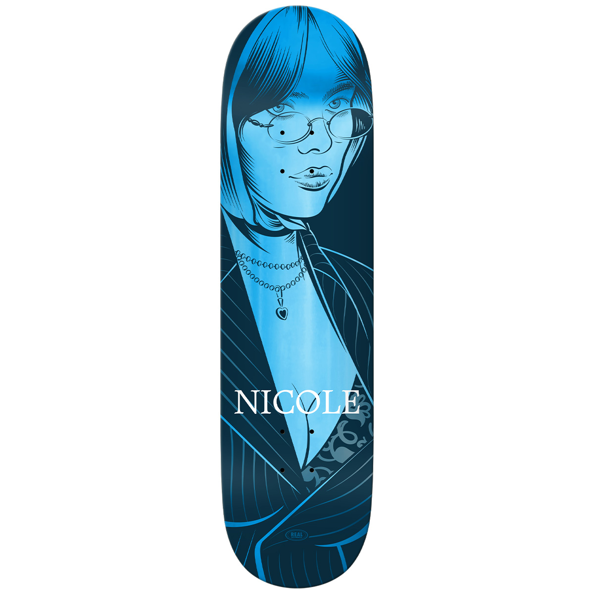 Real Nicole Crush Ltd Twin Nose Skateboard Deck Blue 8.25