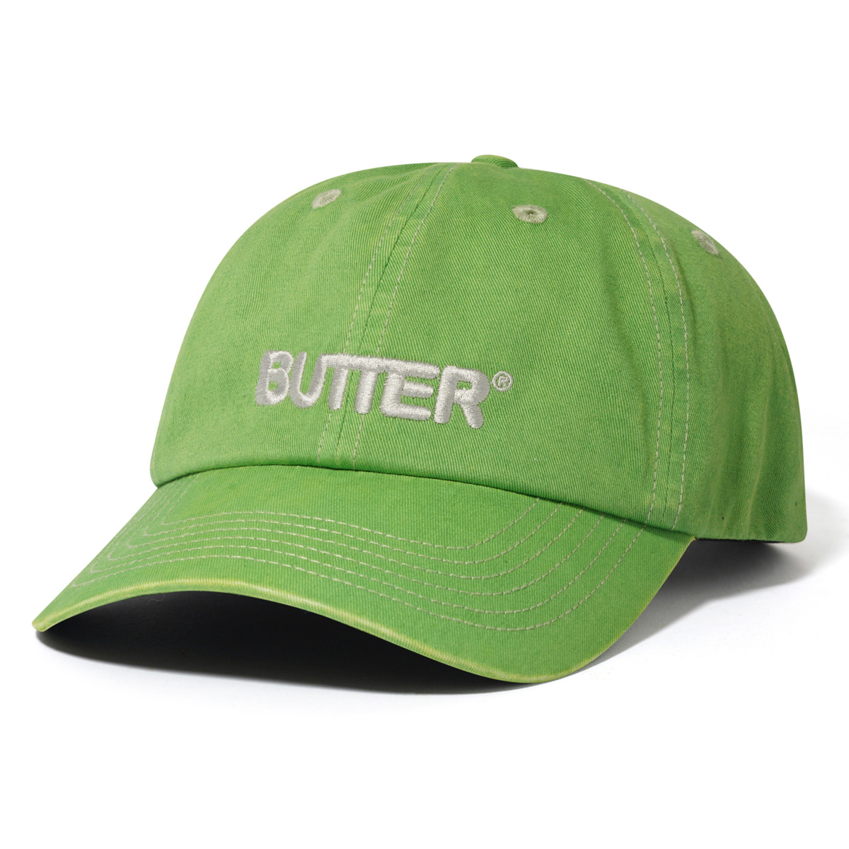 Butter Goods Rounded Logo 6 Panel Cap Washed Green