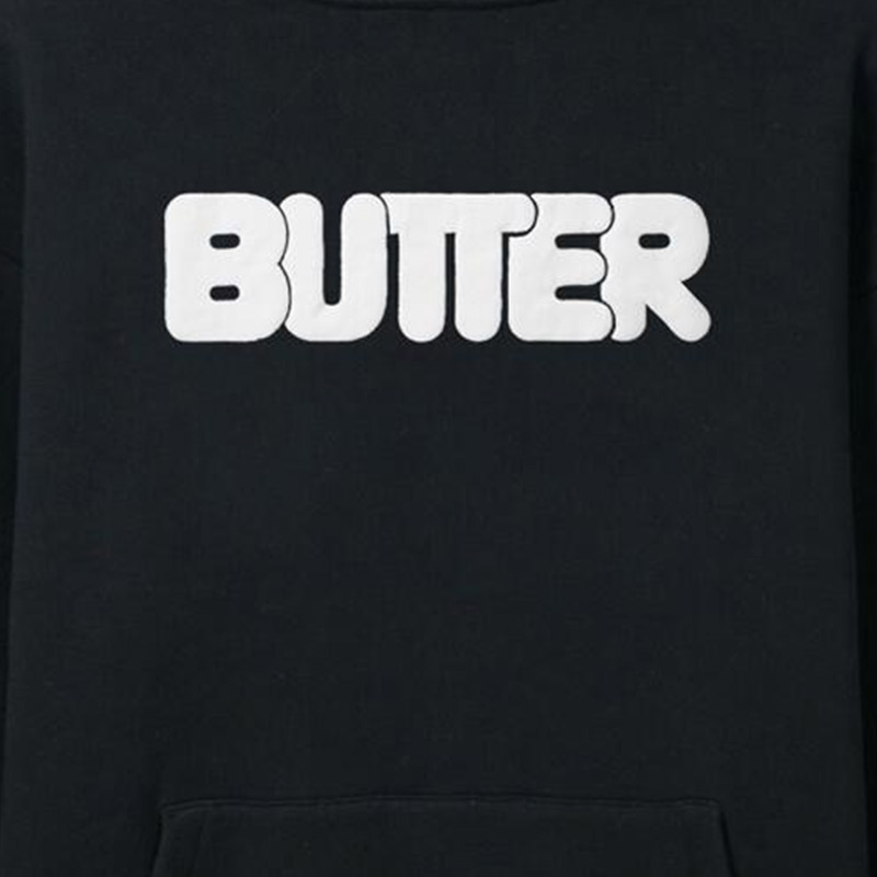 Butter Goods Puff Rounded Logo Hoodie Black Butter Goods Puff Rounded Logo Hoodie Black