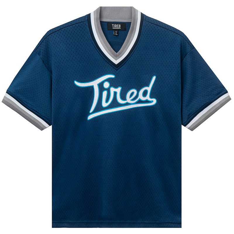 Tired Rounders Mesh Baseball Jersey Navy Tired Rounders Mesh Baseball Jersey Navy