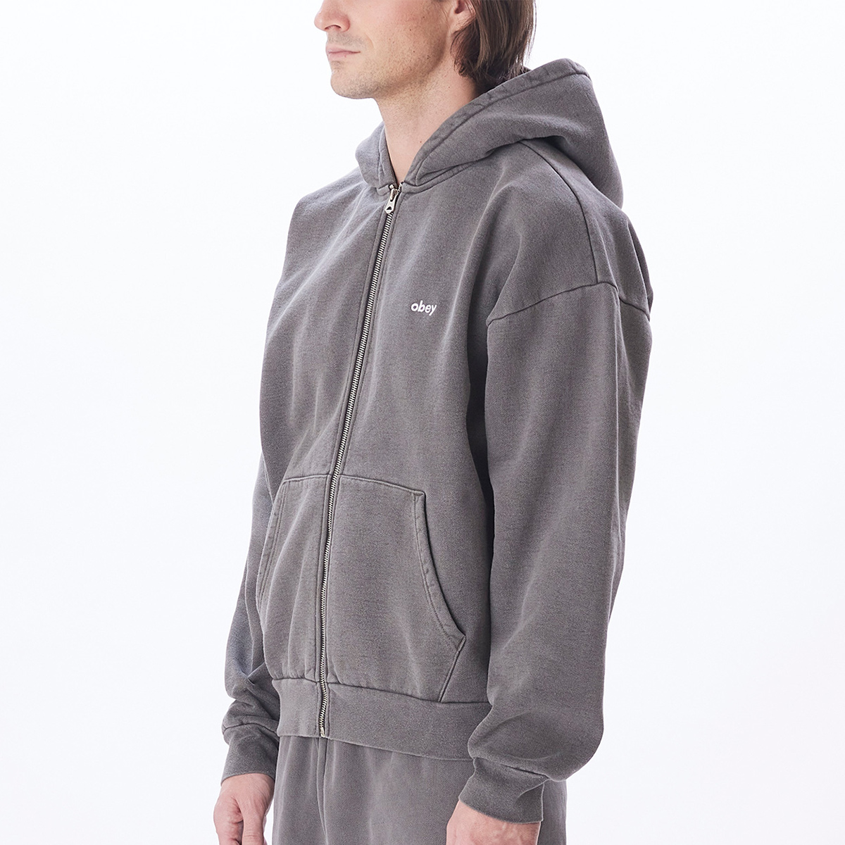 Obey Lowercase Pigment Zip Hooded Sweater Digital Black Obey Lowercase Pigment Zip Hooded Sweater Digital Black