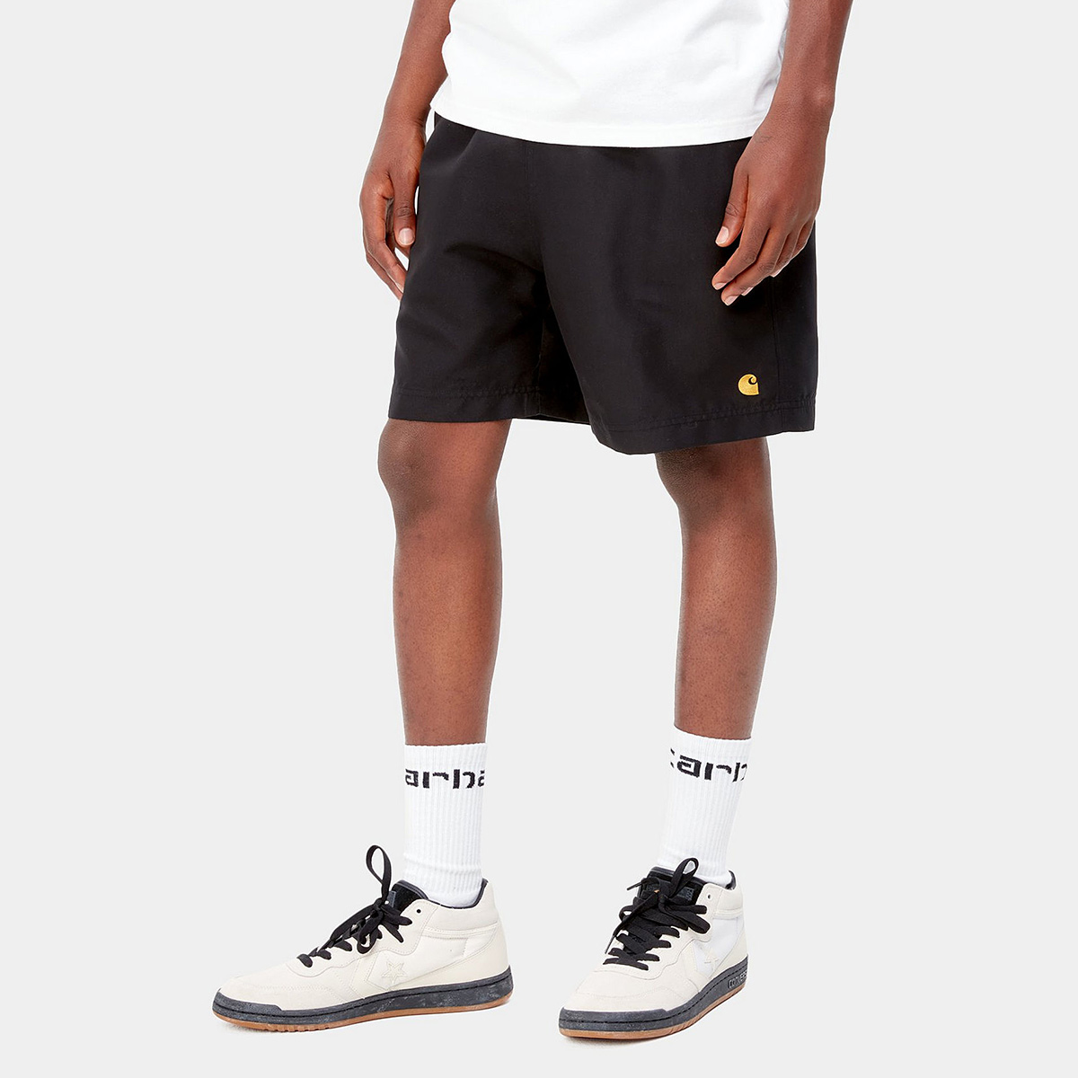 Carhartt WIP Chase Swim Trunk Black/Gold Carhartt WIP Chase Swim Trunk Black/Gold