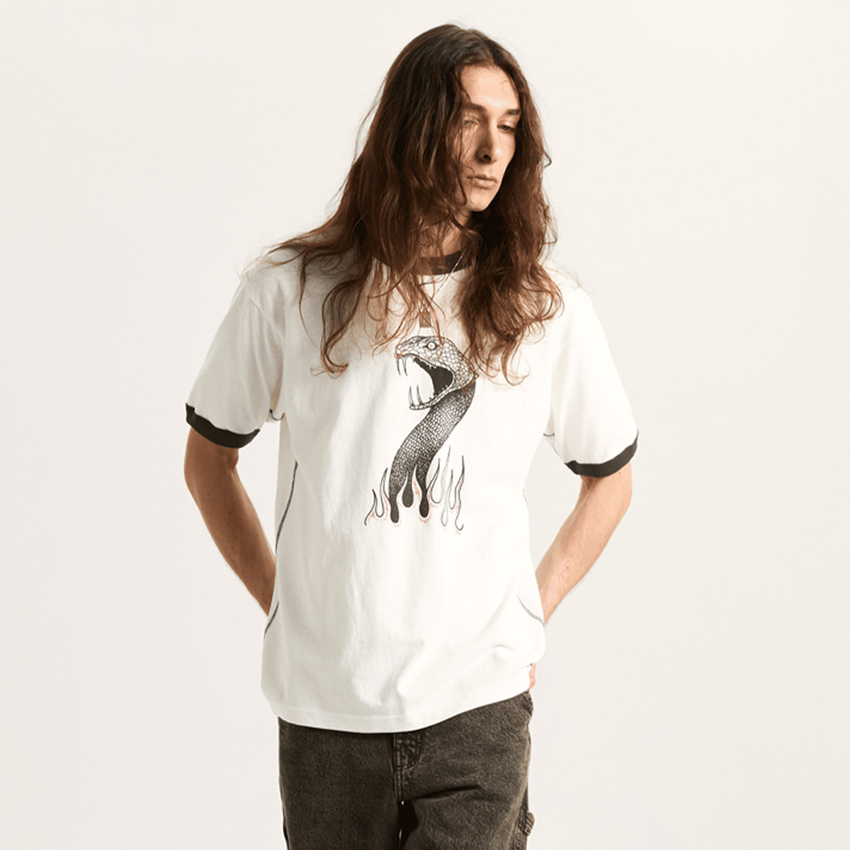 Vans MTE Skate Mike G Snake Flame Ringer T-Shirt Marshmallow