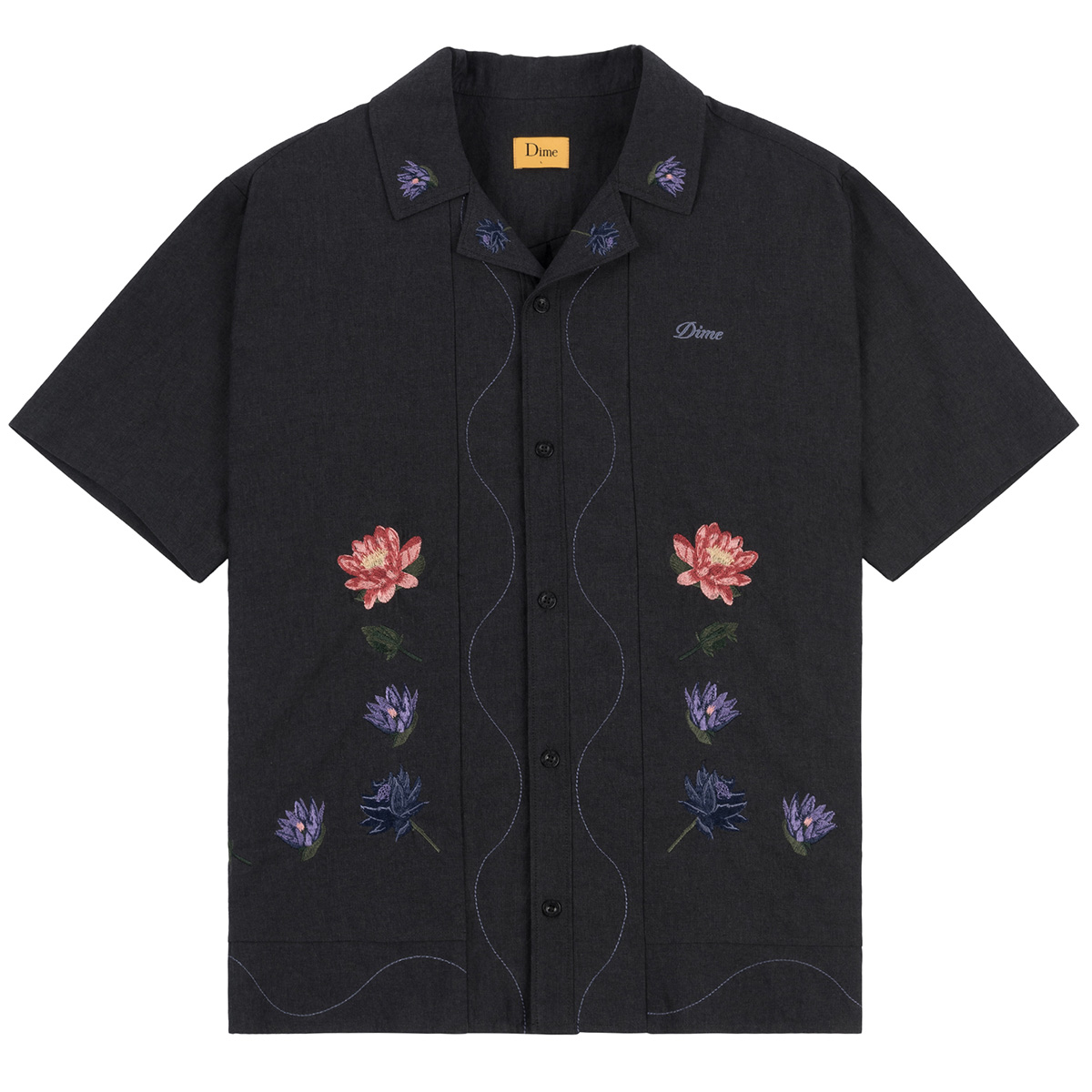 Dime Lotus Button Up Shirt Vintage Black Dime Lotus Button Up Shirt Vintage Black