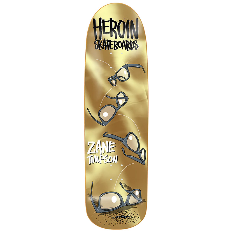Heroin Zane Timpson Glasses Gold Skateboard Deck 9.0