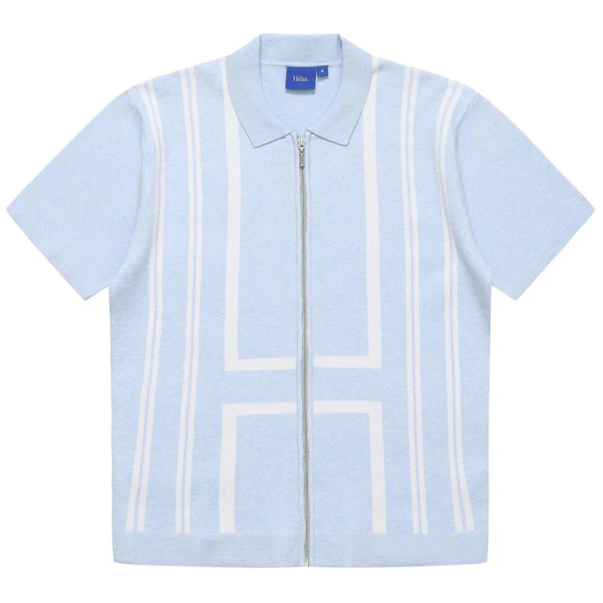 Helas Aldo Knit Full Zip Polo Light Blue