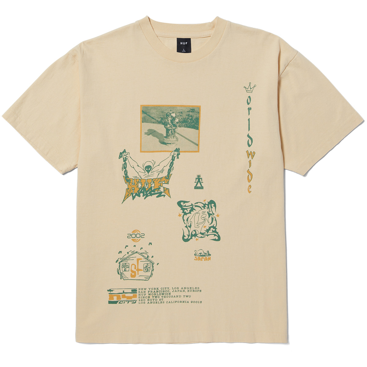 HUF Zine Washed T-Shirt Wheat HUF Zine Washed T-Shirt Wheat