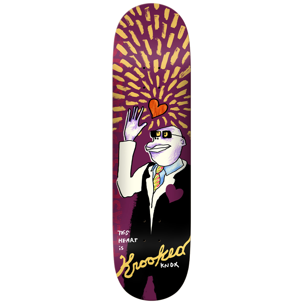 Krooked Knox This Heart Skateboard Deck Purple 8.5