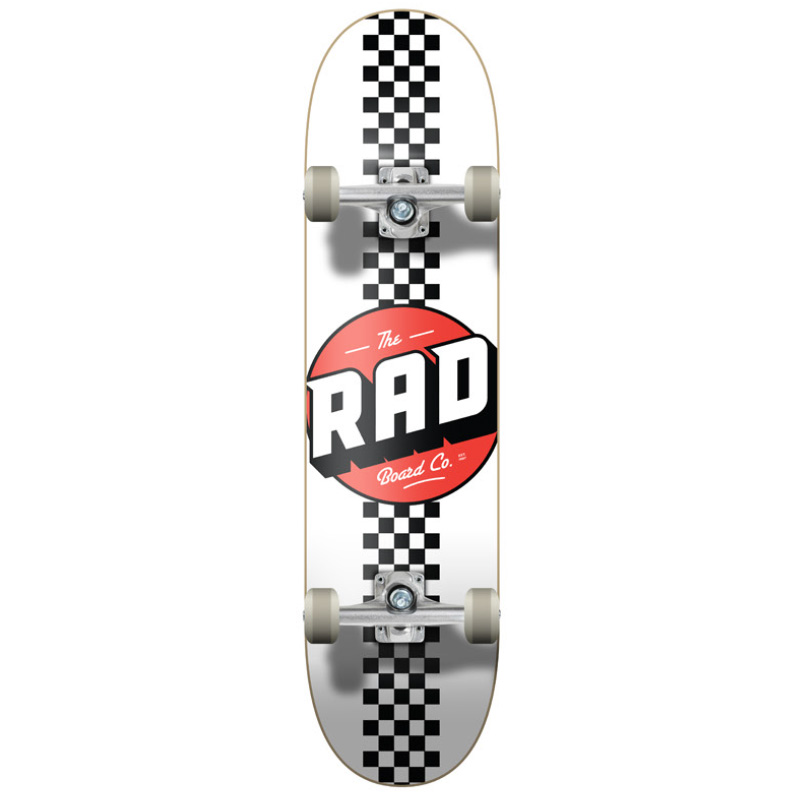 Rad Checker Stripe Progressive Complete Skateboard White/Black 7.75