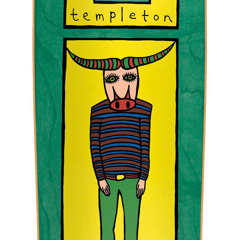 New Deal Templeton Bullman Screenprinted Skateboard Deck Green 9.35 New Deal Templeton Bullman Screenprinted Skateboard Deck Green 9.35
