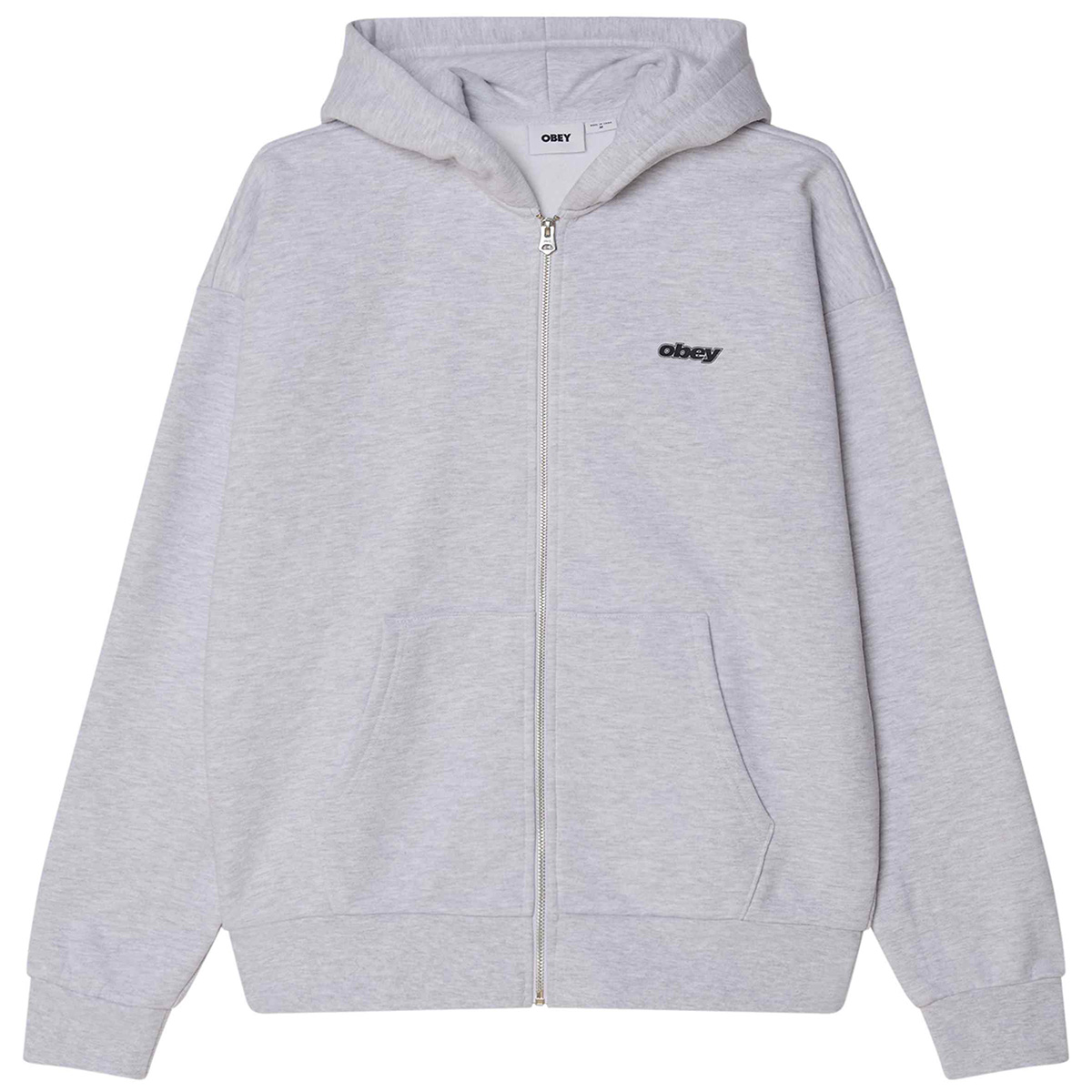 Obey Gaze Extra Heavy Zip Hooded Sweater Ash Grey