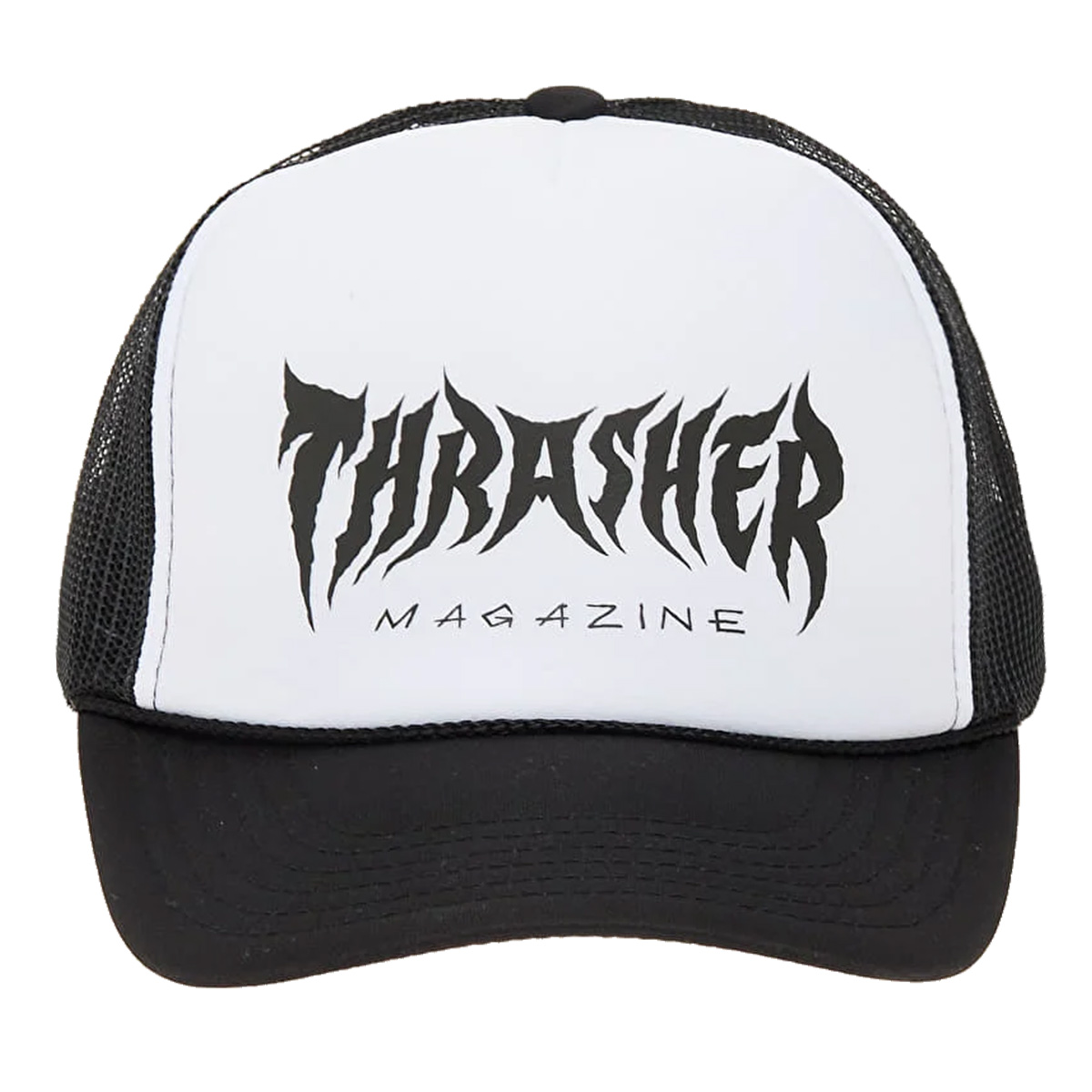 Thrasher Metal Trucker Hat Black/White/Black Thrasher Metal Trucker Hat Black/White/Black