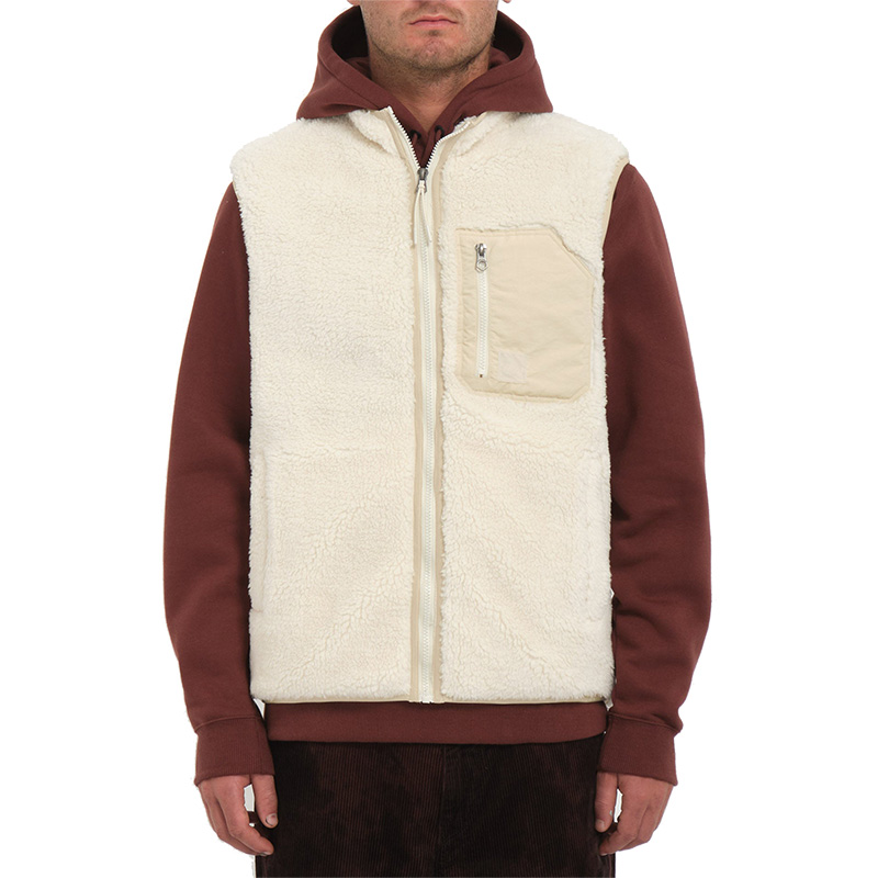 Volcom Muzzer Fuzzar Zip Vest Dirty White