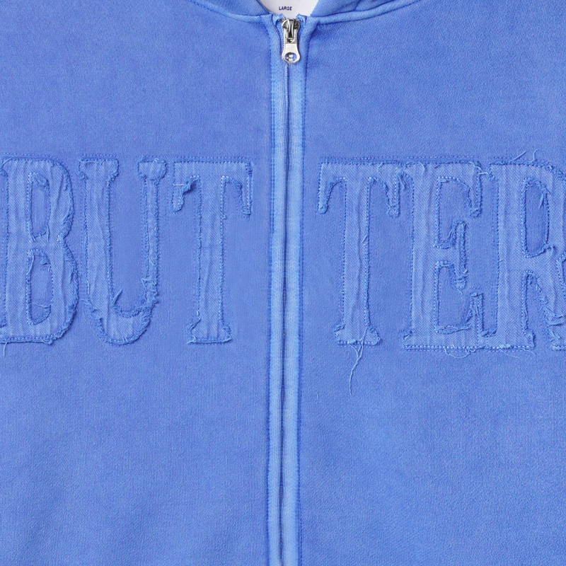 Butter Goods Fabric Applique Zip Hoodie Washed Blu | Skatestore